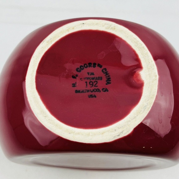 H.F. Coors Maroon Disc Pitcher #192 Coorsware Pottery Ice Lip Mid Century - Picture 6 of 11